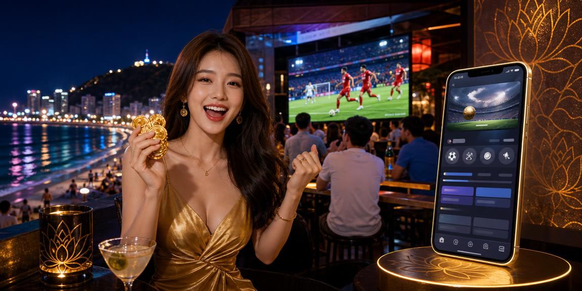 Người dùng chơi casino di động trên điện thoại tại bãi biển Vũng Tàu buổi chiều
